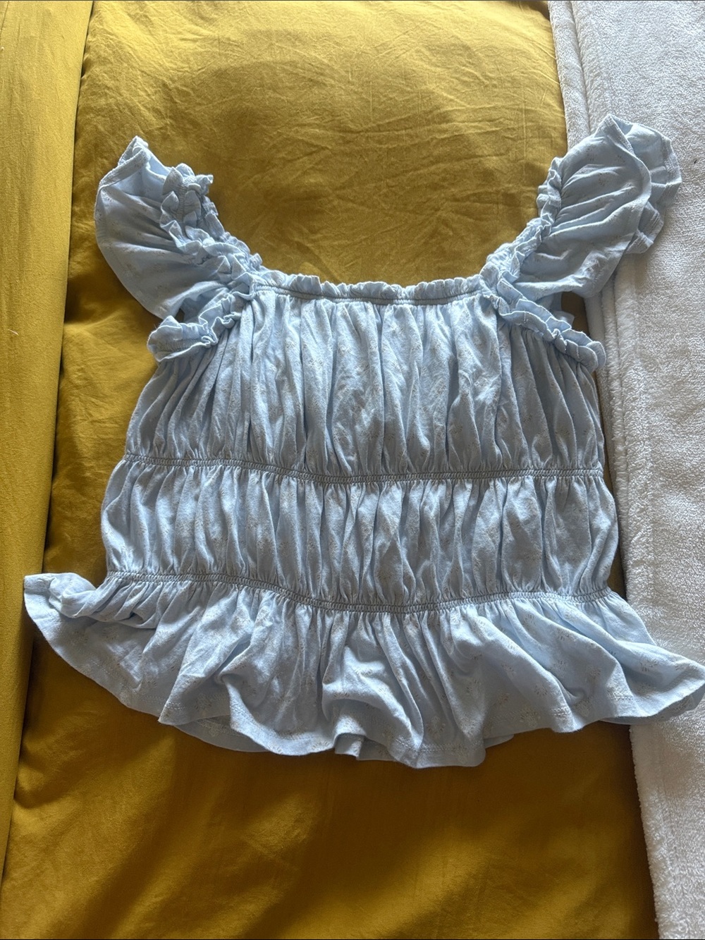 Melrose and Market Light Blue Ruffle Smocked Crop Top M
